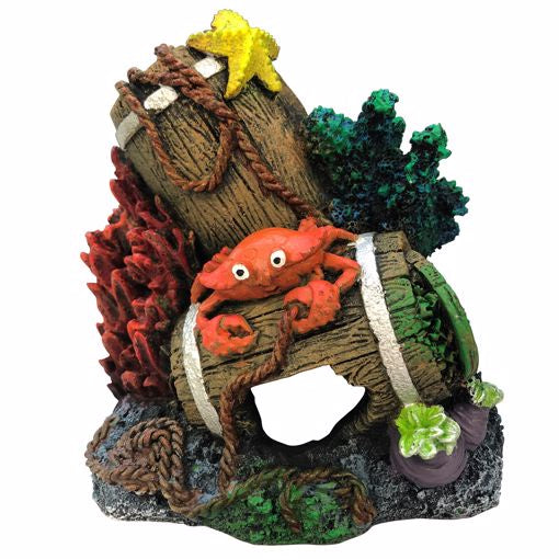 Tetra GloFish Barrels w/Starfish&Crab - Lg